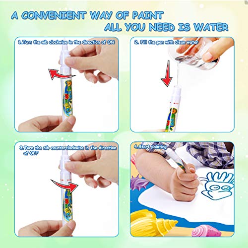 Water Drawing Aquadoodle Magic Mat - TFS Kid Painting Writing Color Doodle Board Toys with Magic Pens, Educational Learning Mats Best Xmas Gift for Toddlers Boys Girls Age of 2,3,4,5,6 Year Old - Thumbnail 3