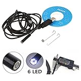 Gugou USB Endoscope Borescope 5.5mm Diameter Waterproof 2 Million Pixels 6 Led Digital Inspection Wire Camera ( 5M Cable)