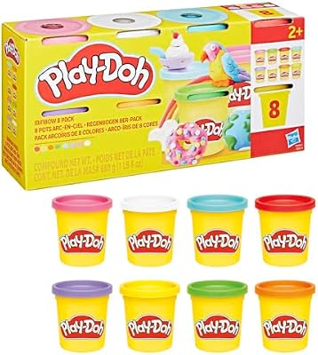 Hasbro Play-Doh, 8 Colori Arcobaleno, Arti e Mestieri Creativi per Bambini e Bambine dai 2 Anni in Su, Ottima Idea Regalo, Confezione da 8 Vasetti di Pasta Modellabile da 85 g