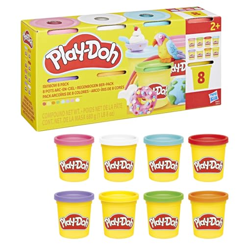 Regenbogen 8er-Pack Farben à 85 g, Knetmasse-Set mit exklusiven zarten Farben, perfekt zum Teilen auf einer Party und als schönes geschenk für Kinder ab 2 Jahren