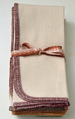 NEW Large Unbleached Paperless Towels, 1-Ply, Made from Natural Unbleached Cotton Birdseye Fabric - 14x14 inches Set of 10 in Earthtones