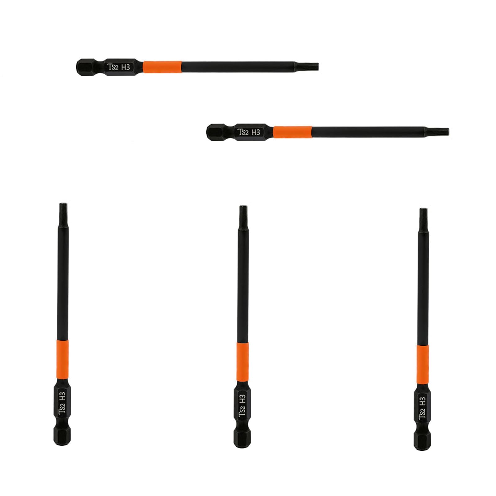 Leliafleury 5Pcs Magnetic Allen Key Drill Bit H3 Impact Hex Head Screwdriver Bit 1/4 Inch Hex Shank, 100mm Length