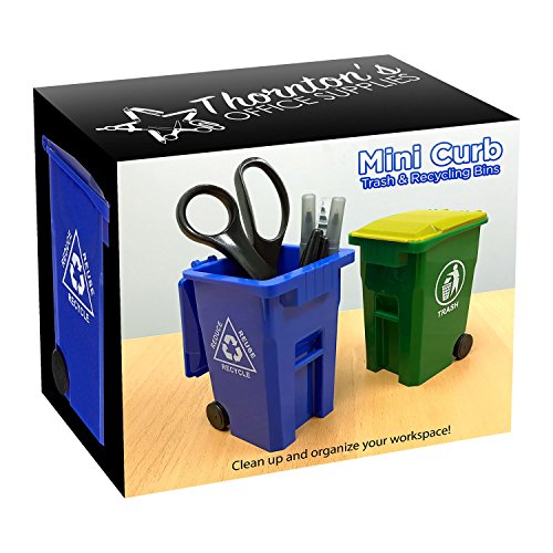 Thornton's Office Supplies Mini Curbside Trash and Recycle Can Set Pencil Cup Holder Office Products, Office & School Supplies, Desk Accessories & Workspace Organizers, Waste Bins