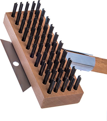 Carlisle 36372500 Oven and Grill Brush with Scraper, Flat Wire Stainless Steel Bristles, 8" Length x 2-5/8" Width Block, 1-1/4" Bristle Trim, 30" Overall Length (Pack of 2)