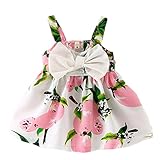 Baby Girls Full Lemons Print Bowknot Sleeveless Strap Dress (Tag 5(0-9M), Pink)