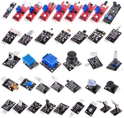 Rocsai 37 in 1 Sensor Module Kit with Relay, LED, Analog, IR, Light, Tap, switch Module for Arduino