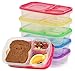 Qualitas Products Premium Kids Bento Boxes - 3 Compartments, 5 Bento Box Microwave Safe Lunch & Leftover Containers Set for Kids and Adults - Made From US FDA Approved Food Grade Plastic primary