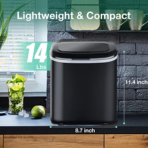 Countertop Ice Maker, Ice Maker Machine 6 Mins 9 Bullet Ice, 26.5lbs/24Hrs, Portable Ice Maker Machine with Self-Cleaning, Ice Bags, Ice Scoop, and Basket, Ice Maker for Home/Kitchen/Office/Party