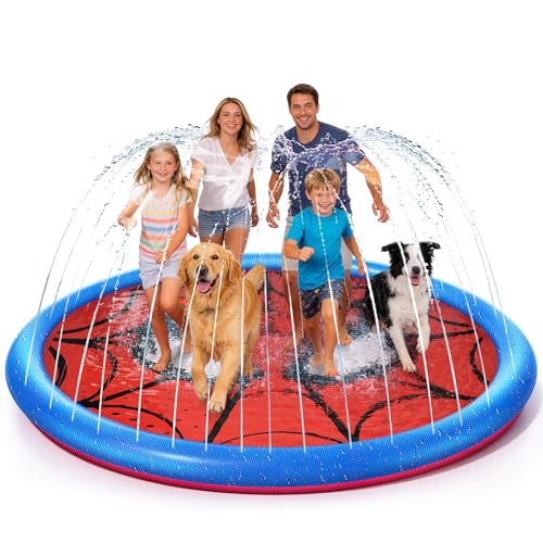 Lubolee Splash Pad for Kids and Dogs, Non Slip Extra Large Splash Pad Outdoor Sprinkler for Kids, Dog Water Summer Toys Outdoor Toys Ages 4-12 (80 inches)