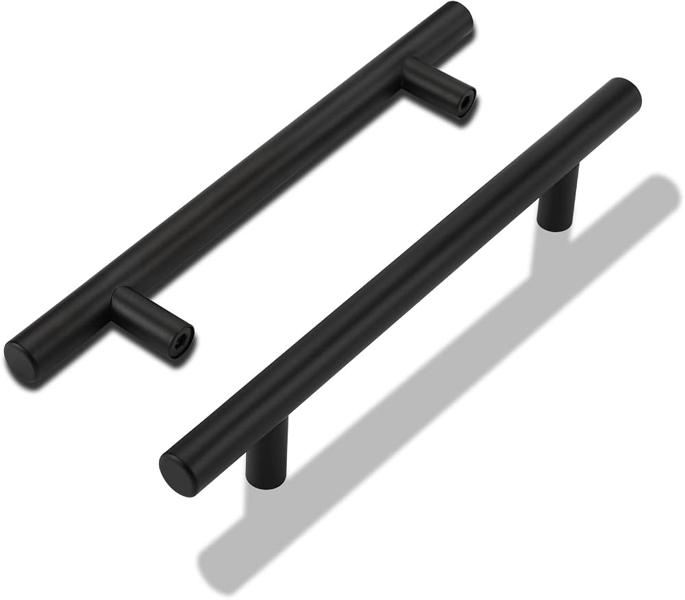 LONTAN 20 Pack Black Kitchen Handles 128mm Cupboard Pulls 7.5" 12mm
