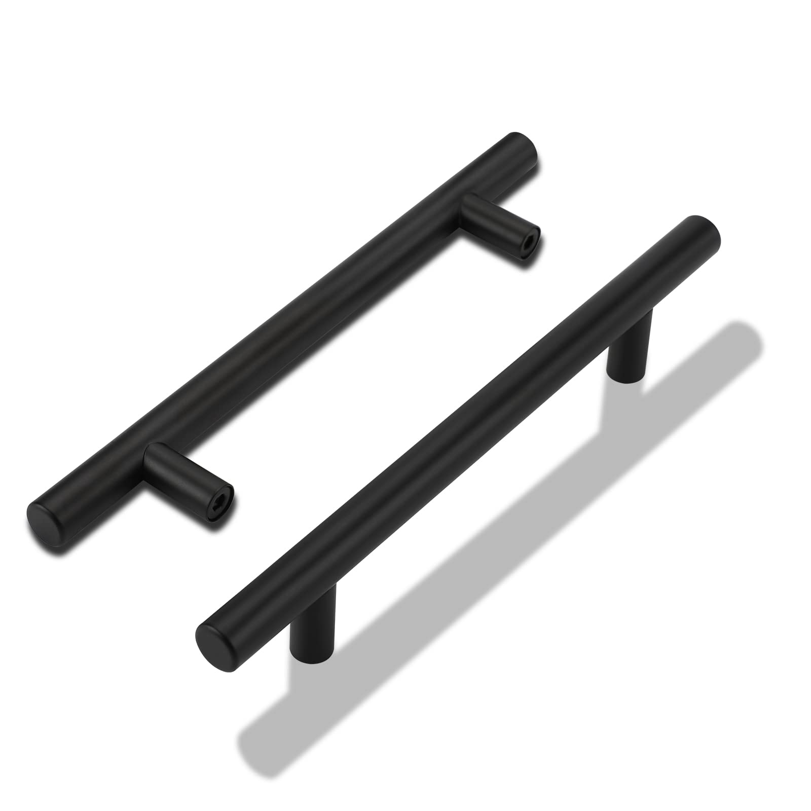 LONTAN 20 Pack Kitchen Door Handles Hole Centers：160mm（6-5/16 Black Kitchen Cupboard Handles Black Cupboard Pulls Drawer Pulls for Cabinet Wardrobe Bathroom Stainless Steel