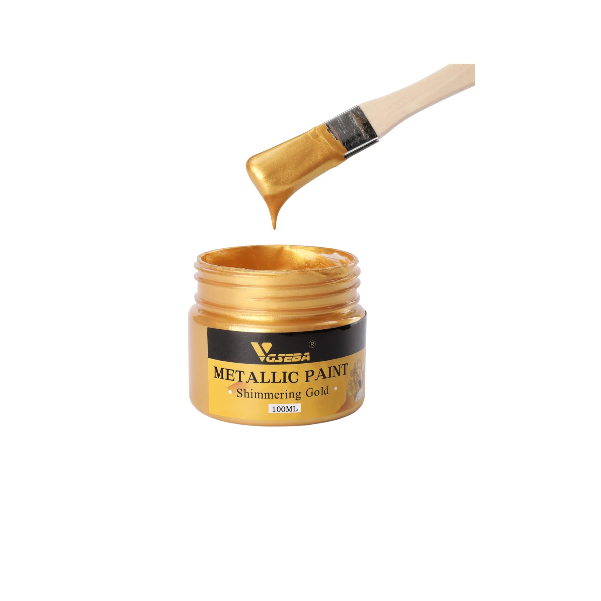 Photo 1 of Acrylic Paint Metallic Gold, Non Toxic, Non Fading, 100ml Gold Leaf Paint for Art, Painting, Handcrafts, Ideal for Canvas Wood Clay Fabric Craft Supplies