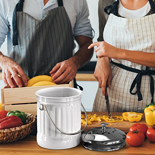 Vremi Kitchen Compost Bin for Counter or Under Sink 1.2 Gallon Small