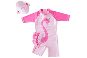 Baby Girl One-Piece Rash Guard Bathing Suit Toddler Swimwear UPF 50+ Sun Protection Swimsuit Outfit with Zipper