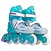 Crazy Skates Adjustable Inline Skates for Girls and Boys - Adjust to fit 4 Sizes - Model 148 - Teal/Purple (Size: Small | j11-1)