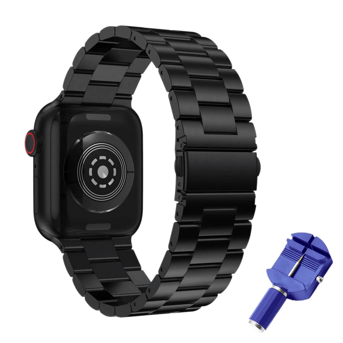 H.May Metal Strap Compatible with Apple Watch Strap, 38mm 40mm 41mm Stainless Steel Replacement Band Bracelet Compatible with iWatch Series 8/7/6/SE/5/4/3/2/1 Strap, Black