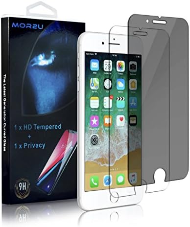 iPhone 8 Plus/7 Plus Clear Privacy Screen Protector, MOR2U Anti-spy/Anti-glare Privacy Security Screen Protector (Upgraded) + HD Tempered Glass Screen Protector Film for 7 Plus/8 Plus (2-Pack)