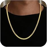 HIMSTORY Cuban Link Chain for Men, 18K Gold Over 925 Sterling Silver 3.5MM/5MM/7MM Cuban Chain Diamond Cut Gold Chain Necklaces Gifts for Boyfriend Father Husband