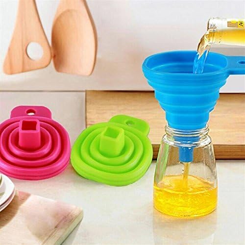 Silicone Funnel - 1 Piece Mini Silicone Gel Fold-able Collapsible Style Funnel Hopper Kitchen cooking tools - Silicone Collapsible Funnel - Silicon Kitchen Gadgets - Collapsible Funnel - RANDOM COLOR
