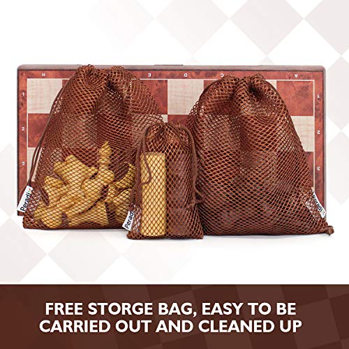 Peradix Chess Checkers Set 2 in 1, Magnetic Chess Pieces with 3 Storage Bags, Portable Travel Folding Board Game, Big Size, Educational Learning Toys for Kids Adults, Birthday