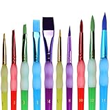 Kids' Art Paintbrushes ,10 Pcs Chubby Pointed Round