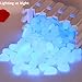 200 pcs Luminous Stones Glow in the Dark Stone Pebbles Garden Decor for Walkway Yard - Indoor Outdoor DIY Decorative Gravel for Aquarium Fish Tank in Blue Green-Hmlike (1.4 lb)