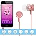 Teleson Earphone Wired Earbuds Metal In-ear Headphones with Microphone Music with HIFI Stereo Bass Earphones for 3.5mm Interface MK201(Pink)