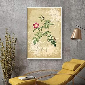 Floating Framed for Living Room Bedroom Retro Flower for