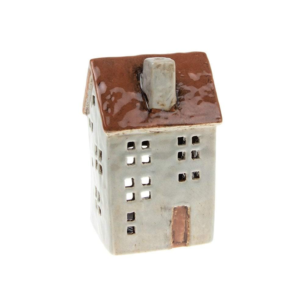 Village Pottery Joe Davies Town House Tealight Holder - Pale Grey JD310770