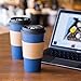 Glowcoast Disposable Coffee Cups With Lids - 20 oz To Go Coffee Cup (80 Pack). Large Travel Cups Hold Shape With Hot and Cold Drinks, No Leaks! Paper Cups with Insulated Sleeves Protect Fingers!