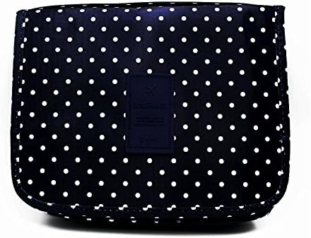 TooPhoto Bathroom Toiletery Grid Travel Makeup Jewelry Storage Organizer Bag Deep Blue Dot