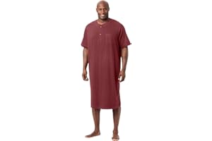 KingSize Men's Big & Tall Short-Sleeve Jersey Henley Nightshirt