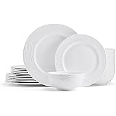 Mikasa Love Story White Chip Resistant 18 Piece Dinnerware Set, Service for 6