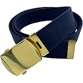 Canvas Belt Web Belt Military Belt Golf Belt with Brass Buckle and Tip Waist Size Up to 45" Long
