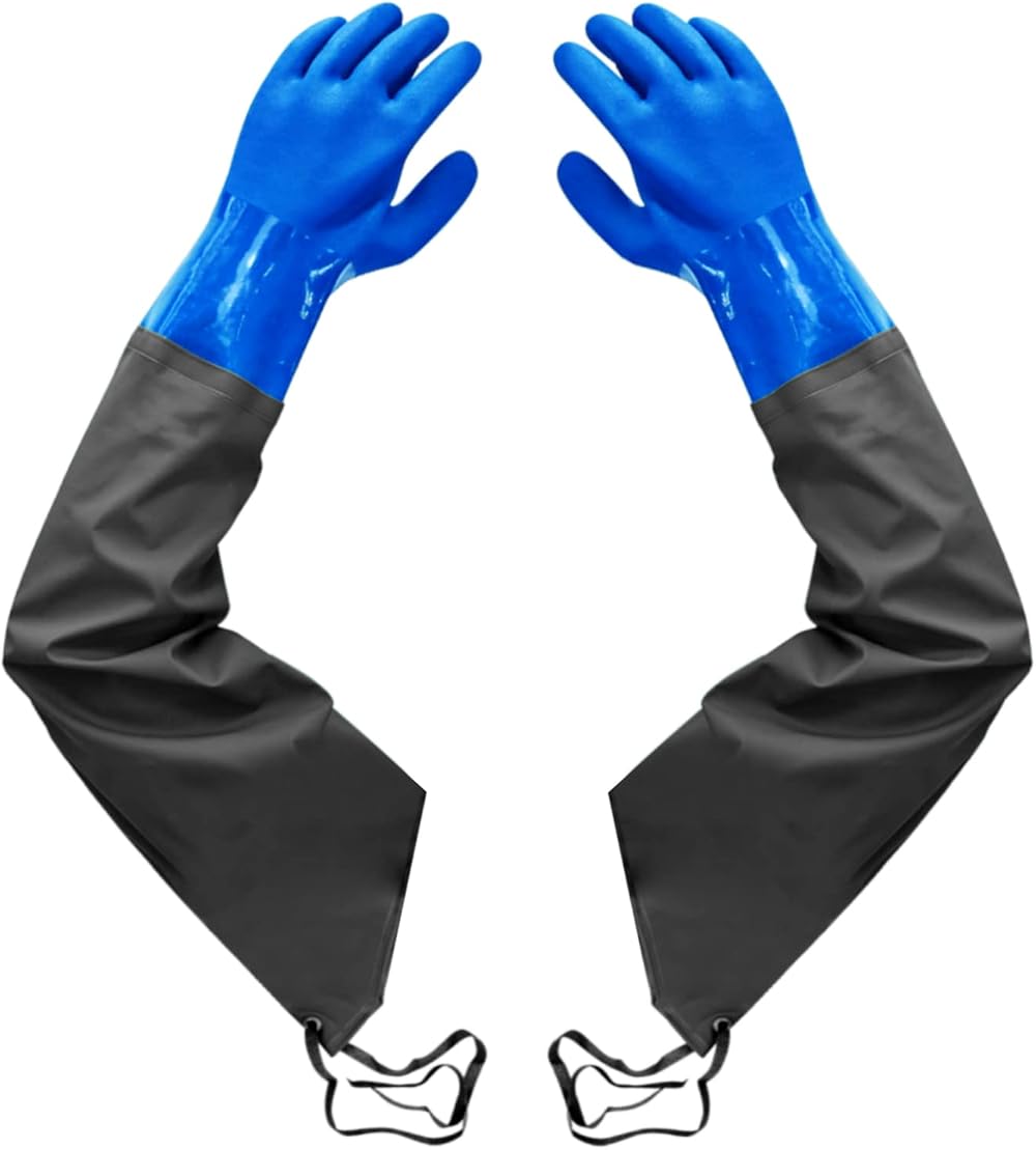 Haiou Long Rubber Gloves Elbow Length Heavy Duty Chemical Resistant