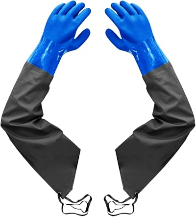 Haiou Long Rubber Gloves Elbow Length Heavy Duty Chemical Resistant