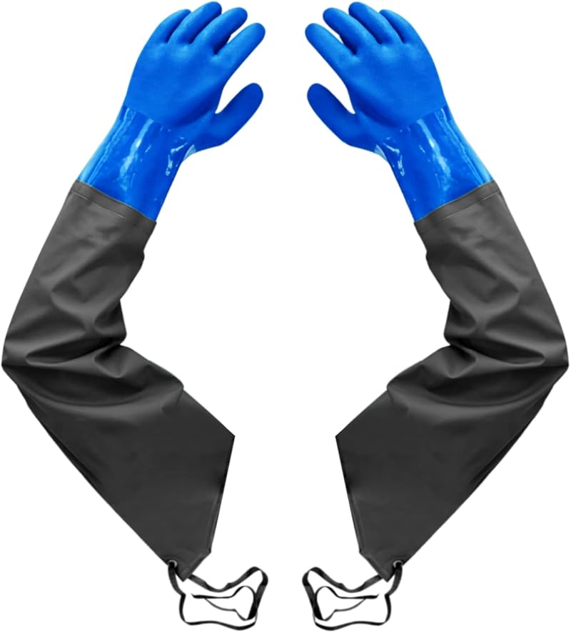 Haiou Long Rubber Gloves Elbow Length Heavy Duty Chemical Resistant