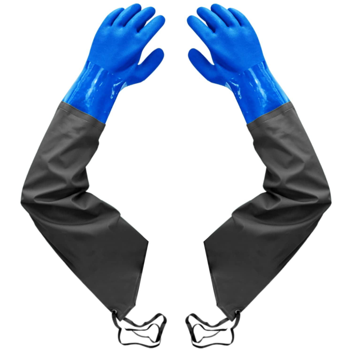 Long Rubber Gloves, Elbow Length Drain, Heavy Duty Pond, Chemical Protective for Resist Strong Acid, Alkali and Oil