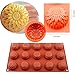 IC ICLOVER 15-Cavity Food Grade Silicone Non Stick Flowers Cake Bread Mold Chocolate Jelly Candy Baking Muffin Bakeware Mold, Ice Cube Tray DIY Mold-Vermeil