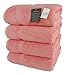 SALBAKOS 100% Turkish Cotton Bath Towel Set of 4 27x54 inch | Heirloom Quality | Hotel & Spa Collection | Ultra Soft, Super Absorbent, Long Lasting Bath Towels | Made in Turkey (Coral, 4 Bath Towels)