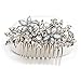 Pearl Flower Rhinestone Crystal 10 teeth Hair Comb Wedding Bridal Hair Accessories (Silver/Rhodium Plated))