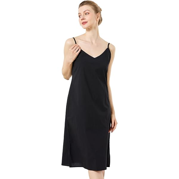 BEAUTELICATE Women Longer Slip 100% Cotton Full Slip with Side Split Under  Dress Knee Length Adjustable Straps at Amazon Women's Clothing store