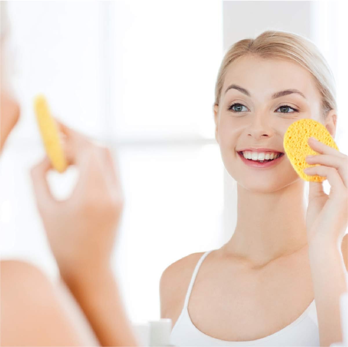SkinCareMedi Compressed Cellulose Facial Sponges (50 Pcs) / Cleansing Sea Sponge For Face & Neck/Reusable Makeup Remover/Unbleached Pure Natural Ingredients Fiber/Smooth Exfoliation/Most Quantity 50P