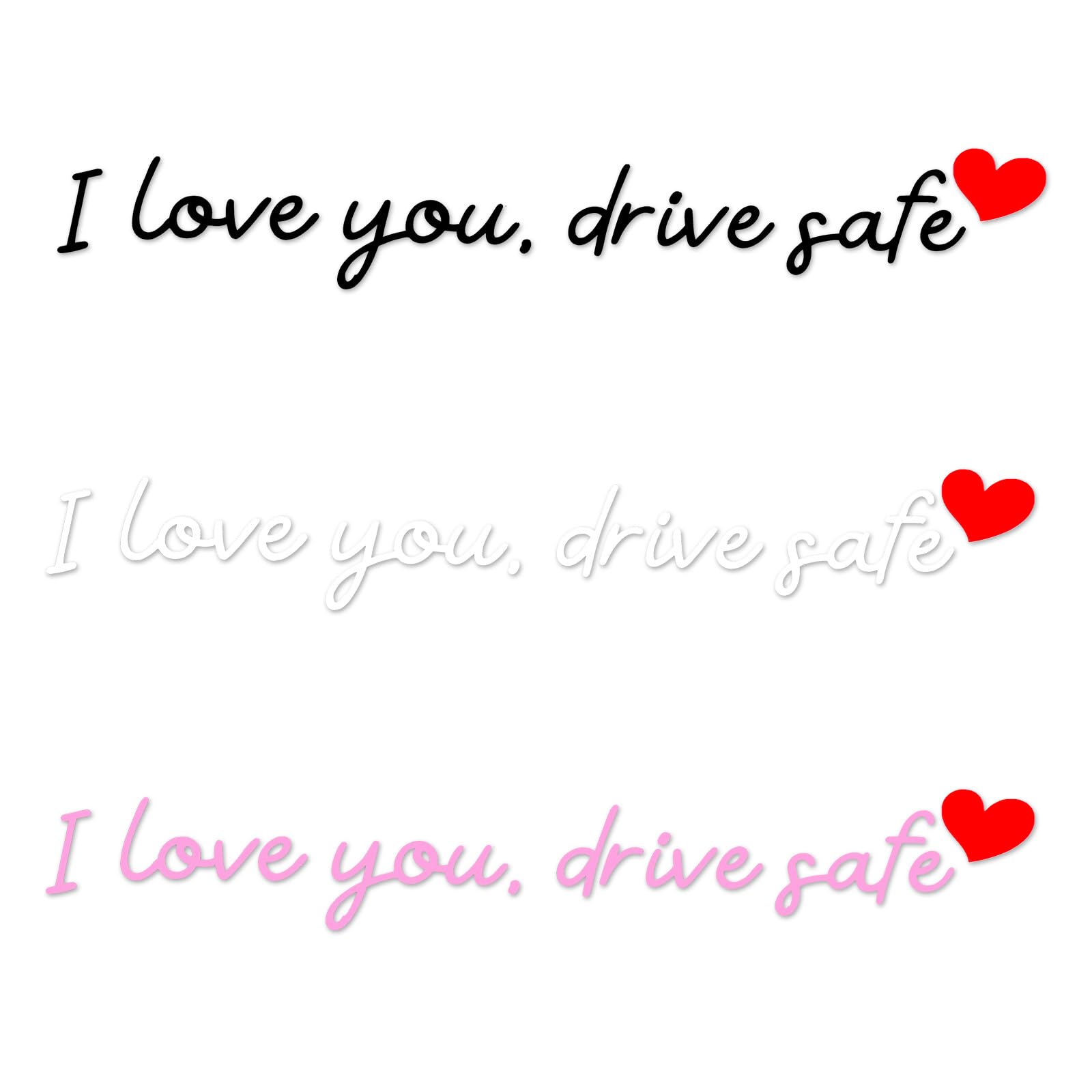 Photo 1 of 3pcs I Love You Drive Safe Mirror Sticker, 3 Colors Cute Car Rear View Decals Funny Safe Driving Stickers Vinyl Rearview Mirror Decal with Heart for Women Driver Gifts Accessories