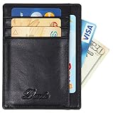 Dante RFID Blocking Front Pocket Leather Slim Wallet for Man, Mini Slim Card Holder (Black)