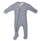ZippyJamz Organic Baby Footed Sleeper Pajamas w/Inseam Zipper ~ Drip Drop Dream (9-12 Months)