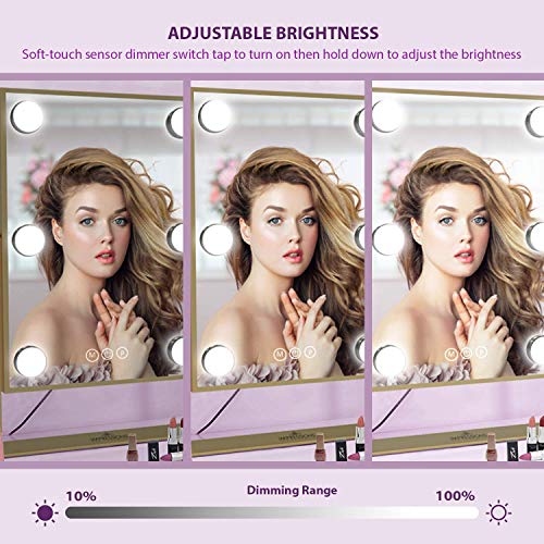 Impressions Hollywood Tri Tone Makeup Mirror with 6 LED Bulbs, Vanity