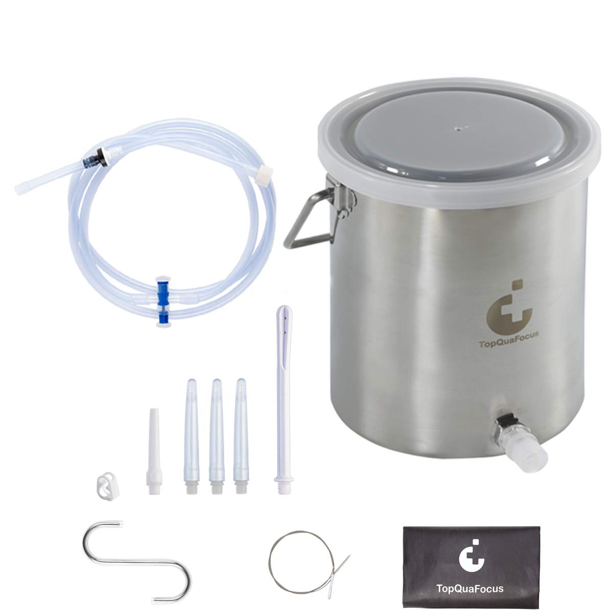 TopQuaFocus Stainless Steel Enema Bucket Kit for Colon Cleansing