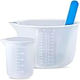 Demorex Silicone Measuring Cups for Epoxy Resin, Reusable Mixing Cups, Melt Stir Squeeze & Pour Measuring Cups Easy Clean for Molds, Jewelry, Candle Making (600ml/20OZ*1+100ml*1+ Sir Stick*1)