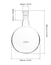 QWORK Glass 1000ml Single Neck Flat Bottom Boiling